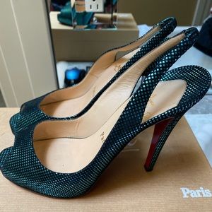 Christian loubotin suede sling back pumps